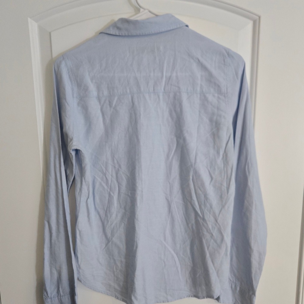 Abercrombie & Fitch Button Down Shirt Women XS Blue Oxford Moose Logo Preppy - Picture 4 of 8